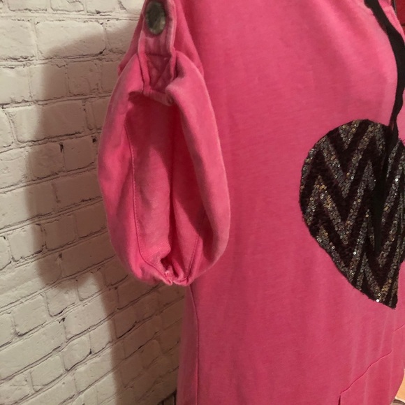NWT No Boundaries pink shirt with sequin heart - Picture 3 of 7